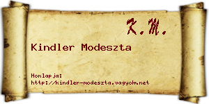 Kindler Modeszta névjegykártya